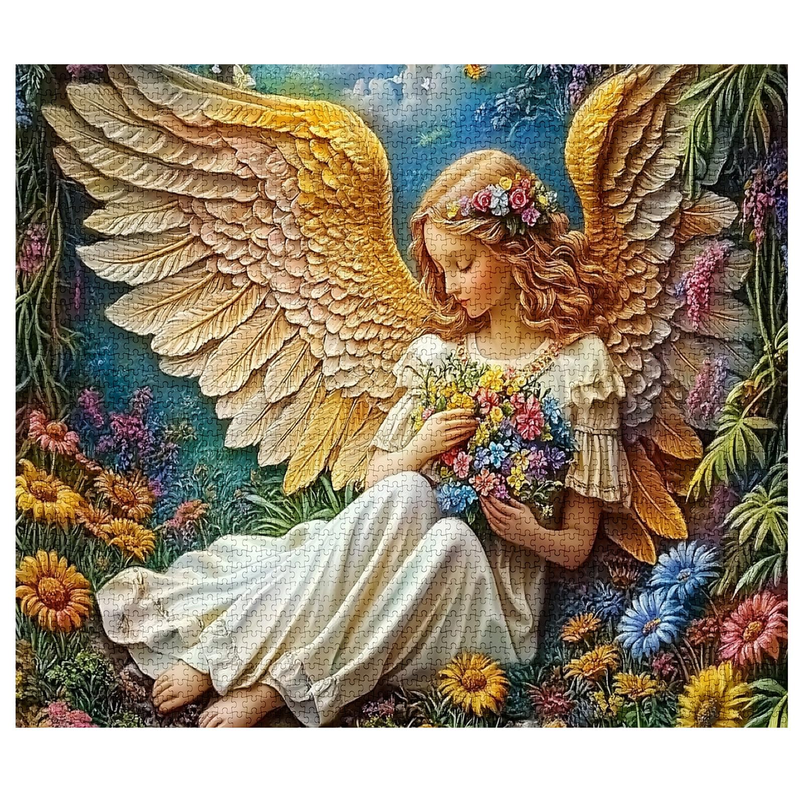 Amazon.com: 3D Embossed Oil Painting Angel Jigsaw Puzzle - 1000